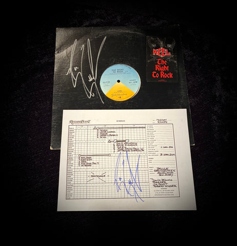 "THE RIGHT TO ROCK" 12" Single with signed Studio Day Sheet